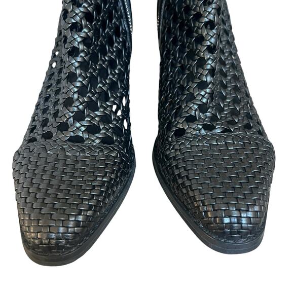 Michael Kors Black Augustine Woven Ankle Boots Size 7.5 Open Weave - Picture 4 of 15